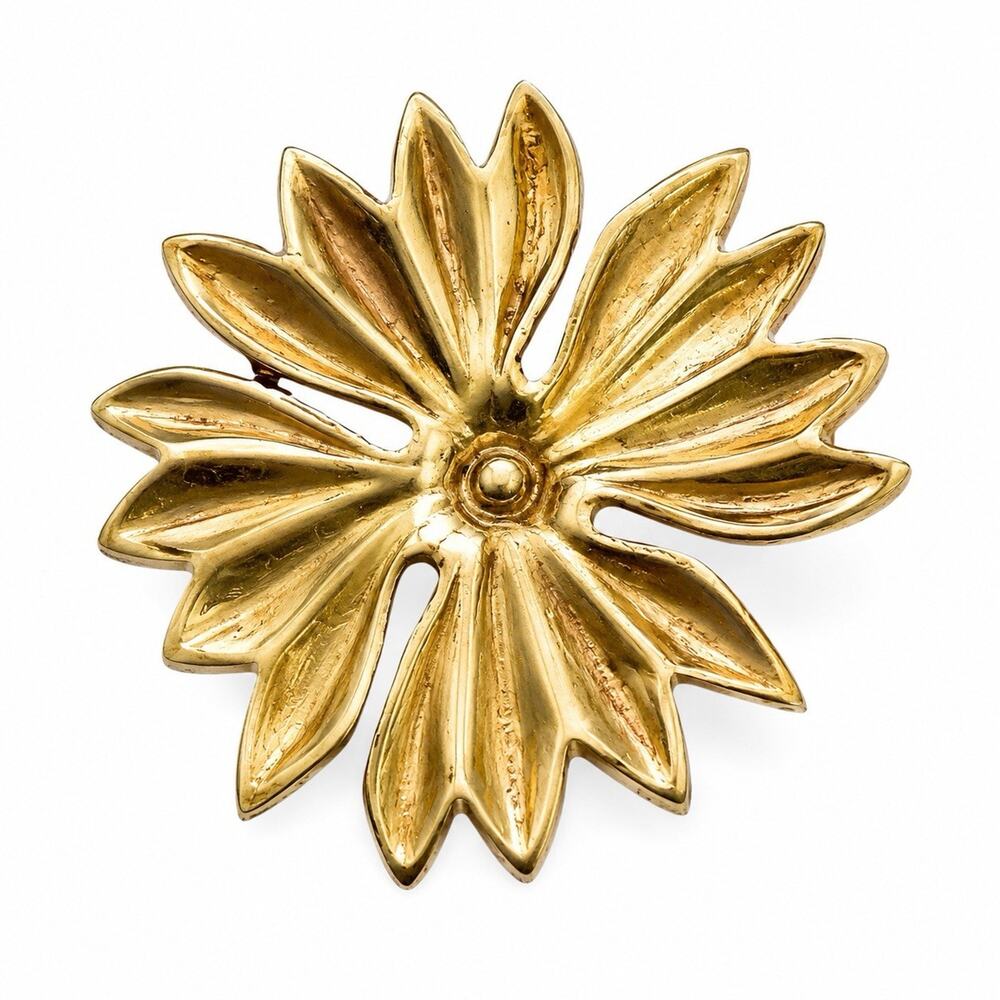 Vintage MCM Gold-tone Sterling Silver Flower Brooch/Pendant Floral Pin 1.25”